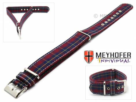 Watch strap -Avellino- 18mm d. blue/red/yellow textile check pattern one piece strap NATO style MEYHOFER - Made in Italy - Bild vergrern 