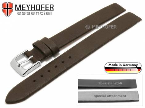 Watch strap -Kronach- 14mm dark brown leather special lug ends for screwed casings by MEYHOFER (width of buckle 14 mm) - Bild vergr��ern 