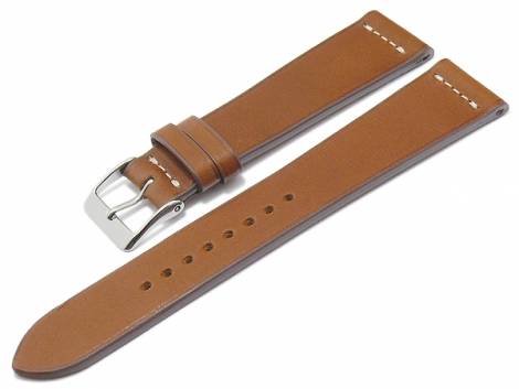 Watch strap -Falkenstein- 19mm light brown leather MADE IN GERMANY by Meyhofer optional with Easy-Click (buckle 16 mm) - Bild vergrern 