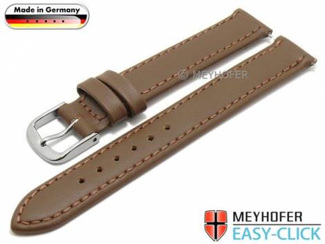 Watch strap Meyhofer EASY-CLICK -Bonn- 14mm brown leather stitched (width of buckle 14 mm) - Bild vergr��ern 