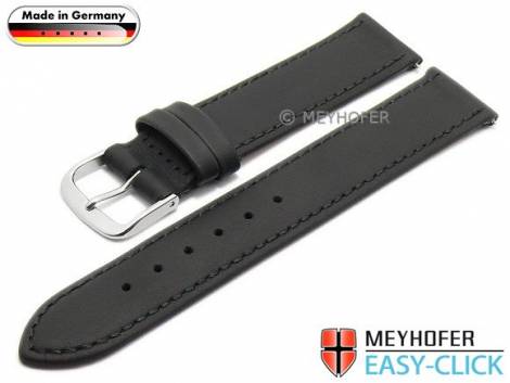 Watch strap Meyhofer EASY-CLICK -Bonn- 18mm black leather stitched (width of buckle 18 mm) - Bild vergr��ern 