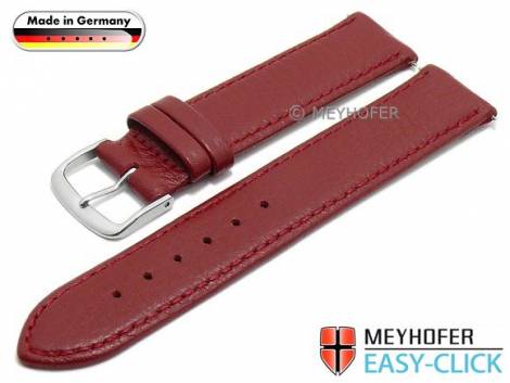 Watch strap Meyhofer EASY-CLICK -Neuss- 20mm dark red deer leather grained stitched (width of buckle 20 mm) - Bild vergr��ern 