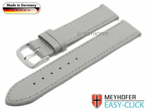 Watch strap Meyhofer EASY-CLICK -Neuss- 18mm grey deer leather grained stitched (width of buckle 18 mm) - Bild vergr��ern 