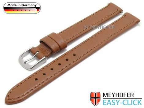 Watch strap Meyhofer EASY-CLICK -Neuss- 12mm brown deer leather grained stitched (width of buckle 12 mm) - Bild vergr��ern 