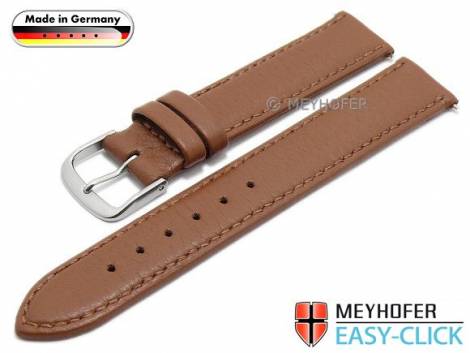 Watch strap Meyhofer EASY-CLICK -Neuss- 20mm brown deer leather grained stitched (width of buckle 20 mm) - Bild vergr��ern 