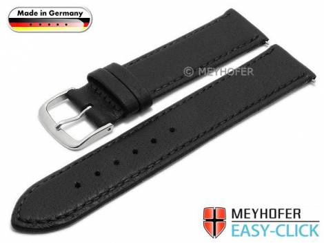 Watch strap Meyhofer EASY-CLICK -Neuss- 18mm black deer leather grained stitched (width of buckle 18 mm) - Bild vergr��ern 