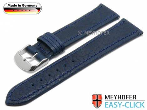 Watch strap Meyhofer EASY-CLICK XL -Breitscheidt- 22mm dark blue leather grained stitched (width of buckle 20 mm) - Bild vergr��ern 