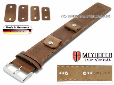 Watch strap -Magdeburg- 14-16-18-20mm multiple ends brown leather antique look stitched leather pad MEYHOFER - Bild vergr��ern 