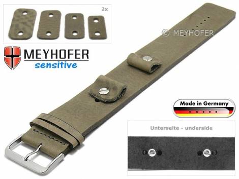 Watch strap -Starnberg- 14-16-18-20mm multiple ends beige leather antique look vegetable tanned leather pad MEYHOFER - Bild vergrern 