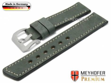 Watch strap -Laredo- 22mm dark grey leather vintage look light stitching by MEYHOFER (width of buckle 22 mm) - Bild vergrern 