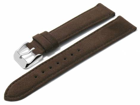 Watch strap -Lahnstein- 18mm dark brown vegan alcantara MADE IN GERMANY Meyhofer optional with Easy-Click (buckle 16 mm) - Bild vergr��ern 