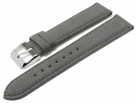 Watch strap -Lahnstein- 18mm grey vegan alcantara MADE IN GERMANY Meyhofer optional with Easy-Click (buckle 16 mm) - Bild vergr��ern 