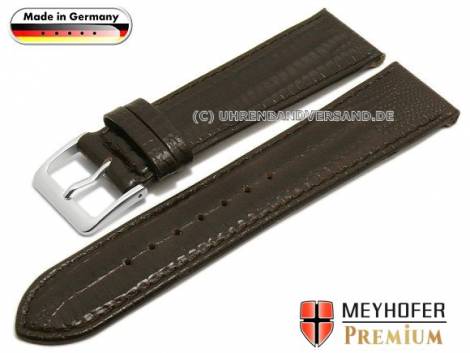 Watch strap -Kronberg- 16mm dark brown leather teju grain stitched by MEYHOFER (width of buckle 16 mm) - Bild vergr��ern 