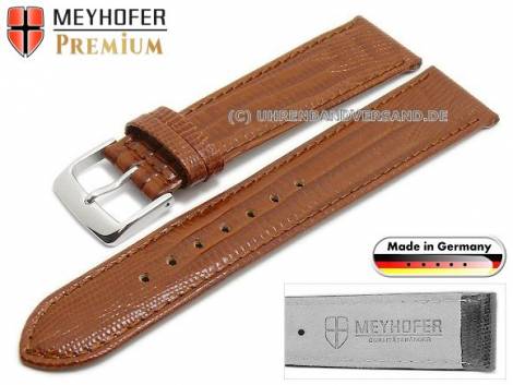Watch strap -Kronberg- 21mm golden brown leather teju grain stitched by MEYHOFER (width of buckle 18 mm) - Bild vergr��ern 