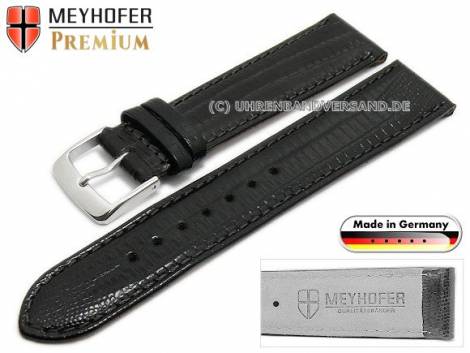 Watch strap -Kronberg- 17mm black leather teju grain stitched by MEYHOFER (width of buckle 16 mm) - Bild vergr��ern 