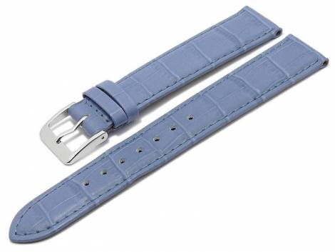 Watch strap -Wellington- 18mm light blue leather alligator grain stitched by MEYHOFER (width of buckle 16 mm) - Bild vergr��ern 