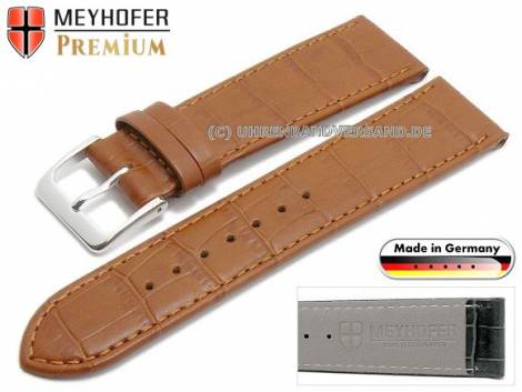 Watch strap XS -Jacksonville- 16mm light brown leather alligator grain stitched by MEYHOFER (width of buckle 14 mm) - Bild vergr��ern 