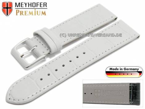 Watch strap XS -Jacksonville- 16mm white leather alligator grain stitched by MEYHOFER (width of buckle 14 mm) - Bild vergr��ern 