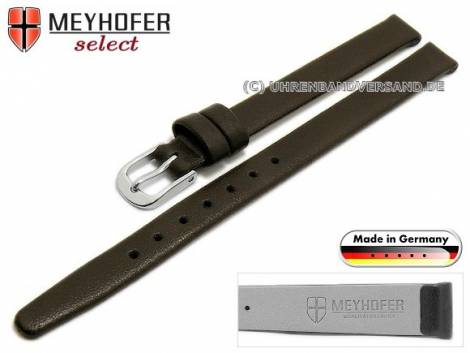 Watch strap XL -Regensburg- 09mm dark brown leather grained without stitching by MEYHOFER (width of buckle 08 mm) - Bild vergrern 