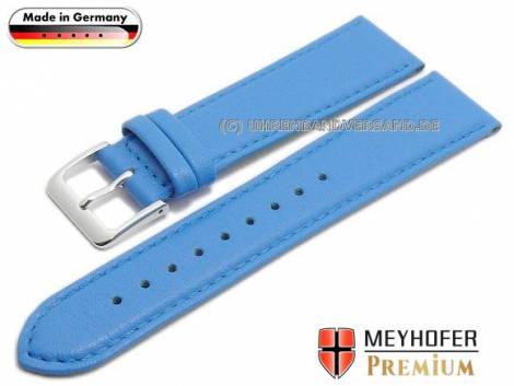 Watch strap -Landau- 20mm blue leather grained stitched by MEYHOFER (width of buckle 18 mm) - Bild vergr��ern 