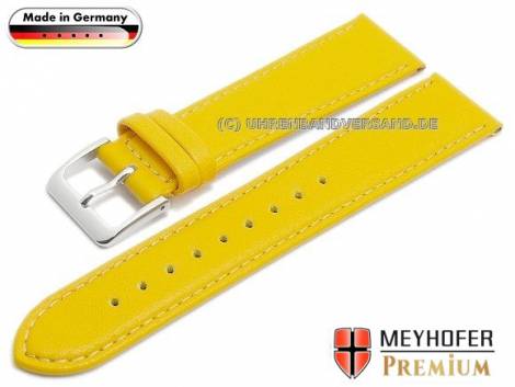 Watch strap -Landau- 20mm yellow leather grained stitched by MEYHOFER (width of buckle 18 mm) - Bild vergr��ern 