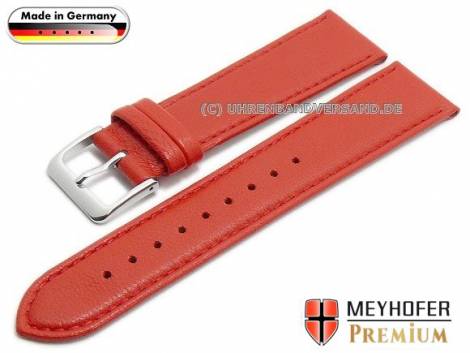 Watch strap -Landau- 20mm red leather grained stitched by MEYHOFER (width of buckle 18 mm) - Bild vergr��ern 