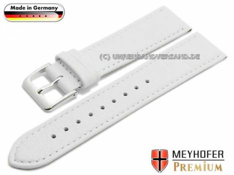 Watch strap -Landau- 22mm white leather grained stitched by MEYHOFER (width of buckle 18 mm) - Bild vergr��ern 