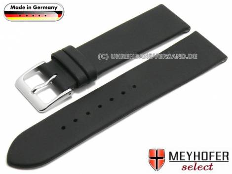 Watch strap -Potsdam- 24mm black leather smooth without stitching by MEYHOFER (width of buckle 18 mm) - Bild vergr��ern 