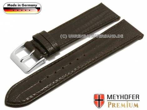Watch strap XS -Ebersberg- 17mm dark brown leather teju grain stitched by MEYHOFER (width of buckle 16 mm) - Bild vergrößern 