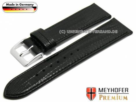 Watch strap XS -Ebersberg- 16mm black leather teju grain stitched by MEYHOFER (width of buckle 14 mm) - Bild vergr��ern 