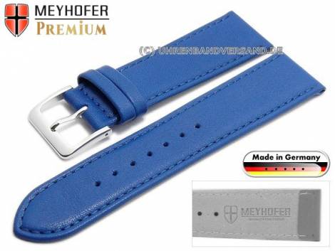 Watch strap XS -Korbach- 17mm azure blue leather grained stitched by MEYHOFER (width of buckle 16 mm) - Bild vergr��ern 