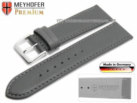 Watch strap XS -Korbach- 16mm grey leather grained stitched by MEYHOFER (width of buckle 14 mm) - Bild vergr��ern 