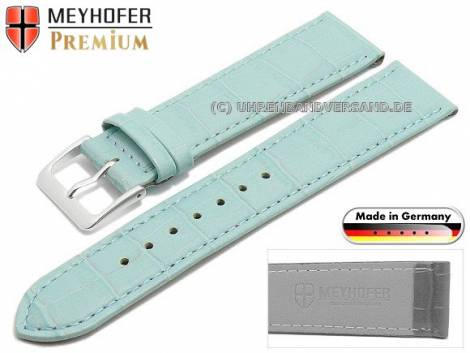 Watch strap -Wellington- 16mm light blue leather alligator grain stitched by MEYHOFER (width of buckle 16 mm) - Bild vergr��ern 