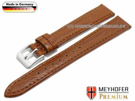 Watch strap -Kronberg- 12mm golden brown leather teju grain stitched by MEYHOFER (width of buckle 10 mm) - Bild vergr��ern 