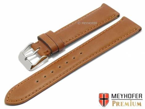 Watch strap -Trakehnen- 19mm light brown CORDOVAN leather smooth stitched by MEYHOFER (width of buckle 18 mm) - Bild vergrern 