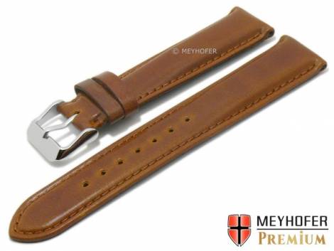 Watch strap -Trakehnen- 18mm brown CORDOVAN leather smooth stitched by MEYHOFER (width of buckle 16 mm) - Bild vergrern 