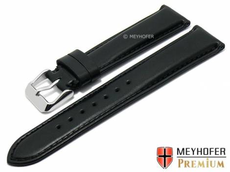 Watch strap -Trakehnen- 21mm black CORDOVAN leather smooth stitched by MEYHOFER (width of buckle 18 mm) - Bild vergr��ern 