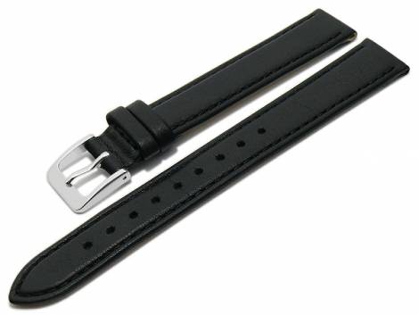 Watch strap -Willingen- 15mm black leather MADE IN GERMANY by Meyhofer optional with Easy-Click (buckle 14 mm) - Bild vergrern 