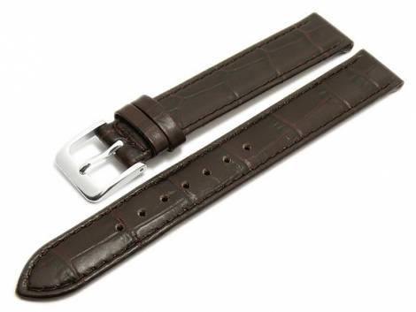 Watch strap -Wellington- 15mm dark brown leather alligator grain MADE in GERMANY by MEYHOFER (width of buckle 14 mm) - Bild vergr��ern 