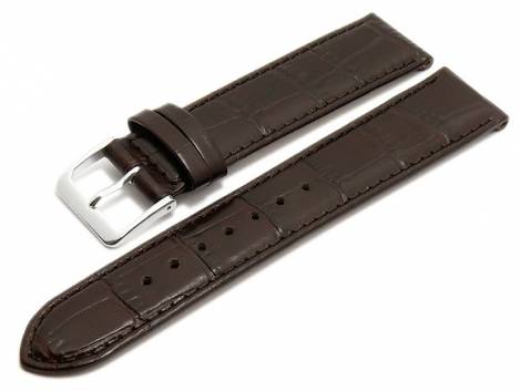 Watch strap -Wellington- 17mm dark brown leather alligator grain MADE in GERMANY by MEYHOFER (width of buckle 16 mm) - Bild vergr��ern 