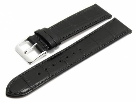 Watch strap -Wellington- 18mm black leather alligator grain MADE in GERMANY by MEYHOFER (width of buckle 16 mm) - Bild vergr��ern 
