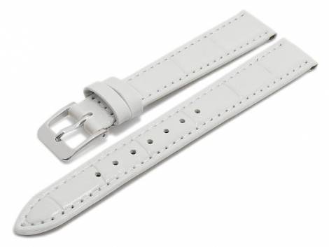 Watch strap -Wellington- 15mm white leather alligator grain MADE in GERMANY by MEYHOFER (width of buckle 14 mm) - Bild vergr��ern 