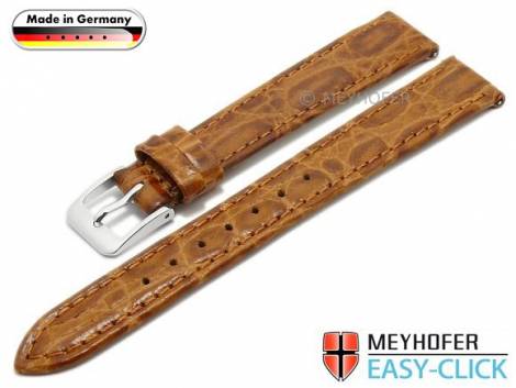 Meyhofer EASY-CLICK watch strap -Werra- 14mm light brown leather croco grain stitched (width of buckle 12 mm) - Bild vergr��ern 