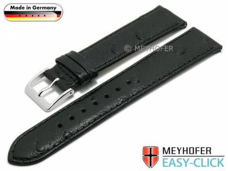 Meyhofer EASY-CLICK watch strap -Iller- 16mm black leather ostrich grain stitched (width of buckle 16 mm) - Bild vergr��ern 