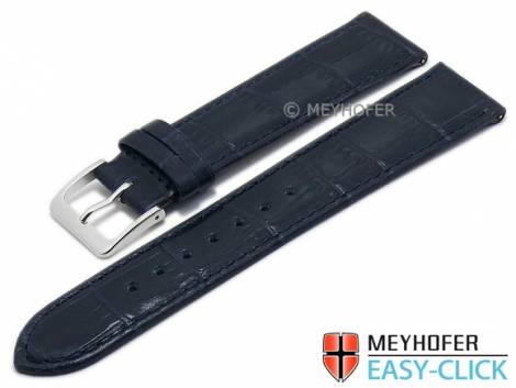 Meyhofer EASY-CLICK watch strap -Isar- 16mm dark blue leather alligator grain stitched (width of buckle 16 mm) - Bild vergr��ern 