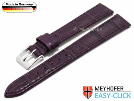 Meyhofer EASY-CLICK watch strap -Isar- 12mm lilac leather alligator grain stitched (width of buckle 10 mm) - Bild vergr��ern 