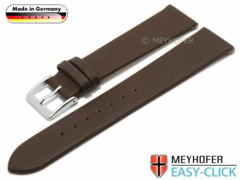 Meyhofer EASY-CLICK watch strap XS -Weser- 18mm dark brown leather smooth without stitching (width of buckle 18 mm) - Bild vergr��ern 