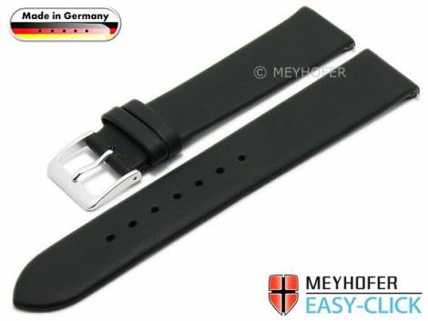 Meyhofer EASY-CLICK watch strap -Donau- 16mm black leather smooth without stitching (width of buckle 16 mm) - Bild vergr��ern 