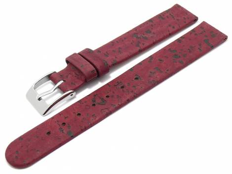 Watch strap -Tavira- 12mm bordeaux genuine cork VEGAN by MEYHOFER (width of buckle 12 mm) - Bild vergr��ern 