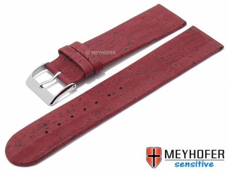 Watch strap -Tavira- 16mm bordeaux genuine cork VEGAN by MEYHOFER (width of buckle 16 mm) - Bild vergr��ern 